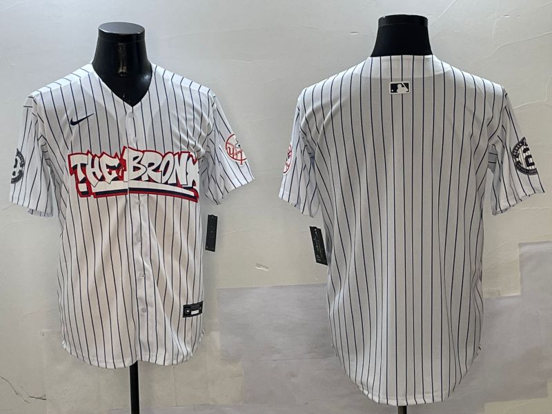 Men New York Yankees Blank White Stripe four generations Joint Name 2025 Nike MLB Jersey style 30